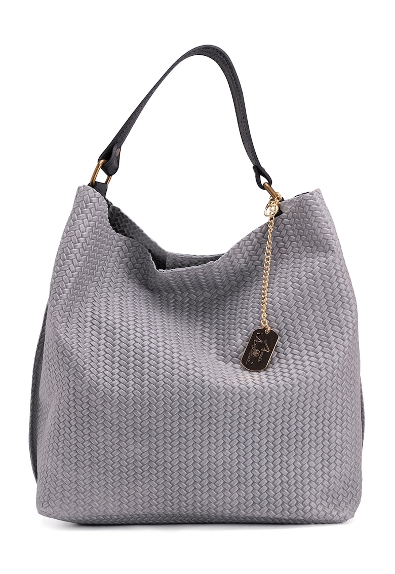 Geanta hobo de piele cu aspect impletit Sebastiana
