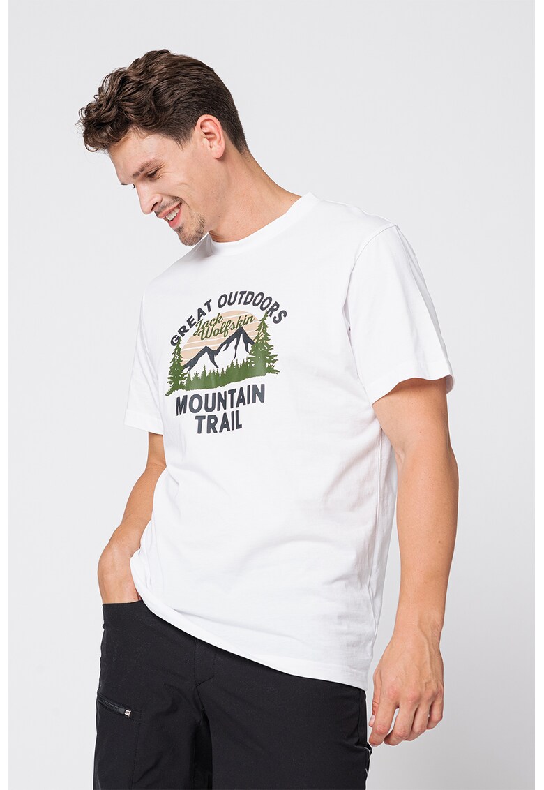 Tricou de bumbac organic cu imprimeu Jw Mountain fashiondays.ro  Imbracaminte