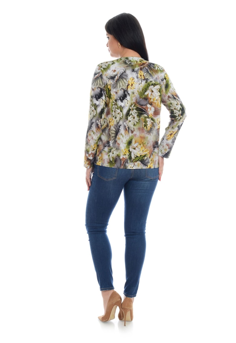 888136866-Bluza Dama - Multicolora - cu Imprimeu Floral si decolteu V