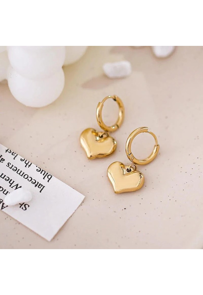 Cercei aurii -  in forma de inima - 2.3 cm - Moria C13