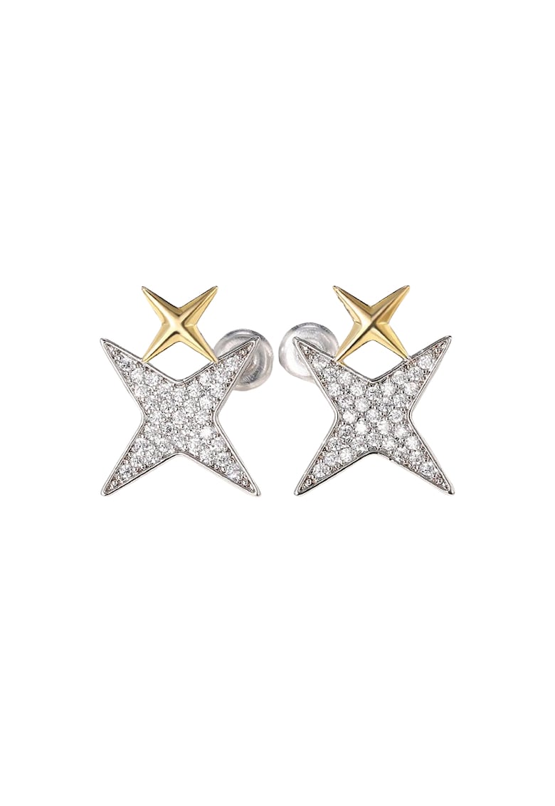 Cercei argintii - forma de stea - cu pietre din zirconiu - 1.7 cm - Netty C13