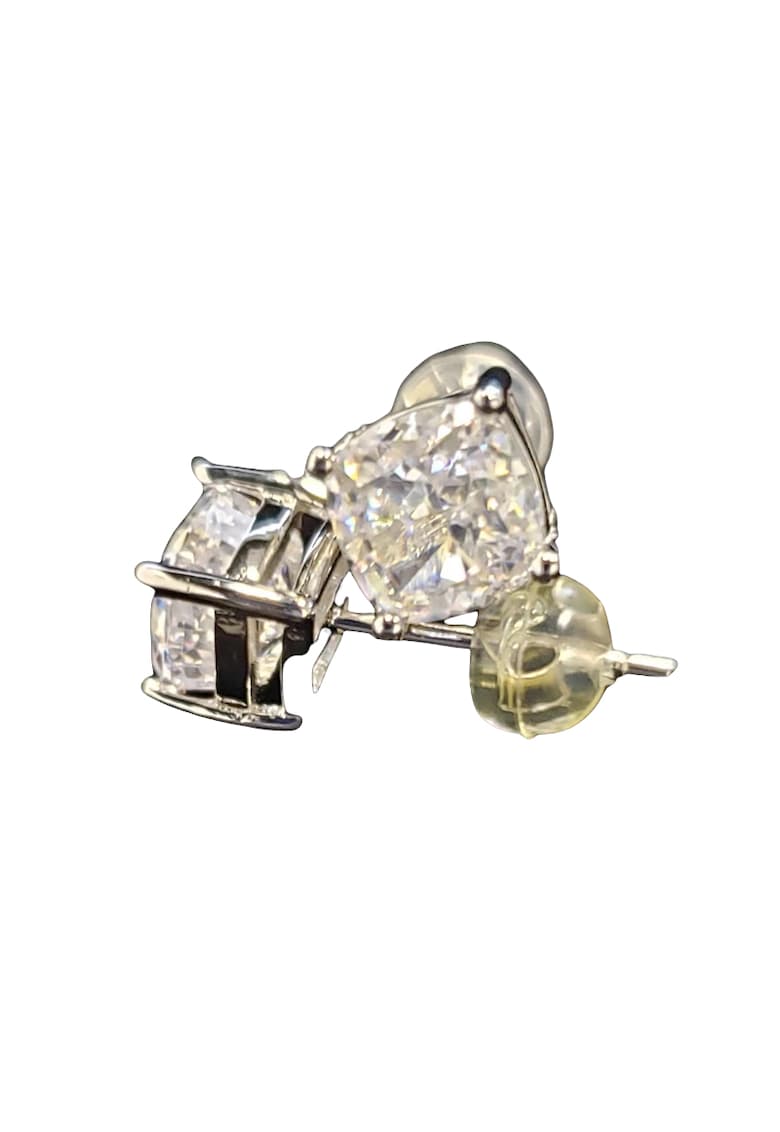 Cercei argintii - patrati - cu pietre din zirconiu - 0.8 cm - Nancie C13