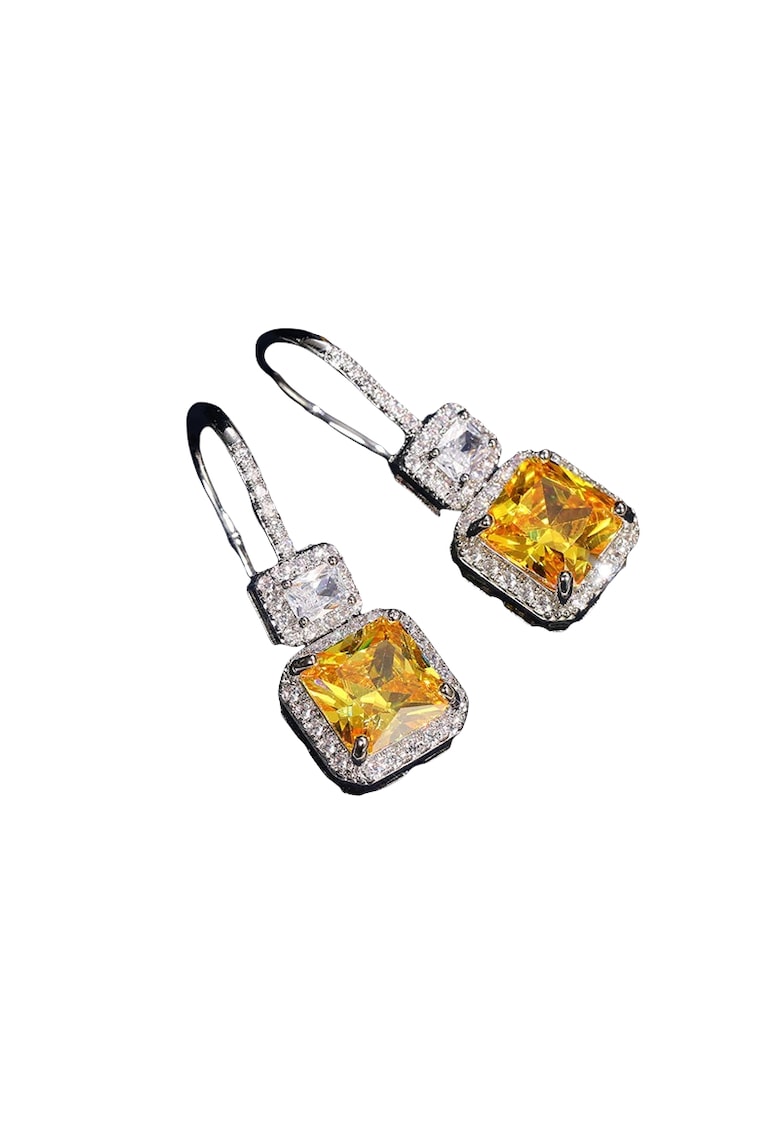 Cercei argintii - cu pietre din zirconiu - 3 cm - Naime C13