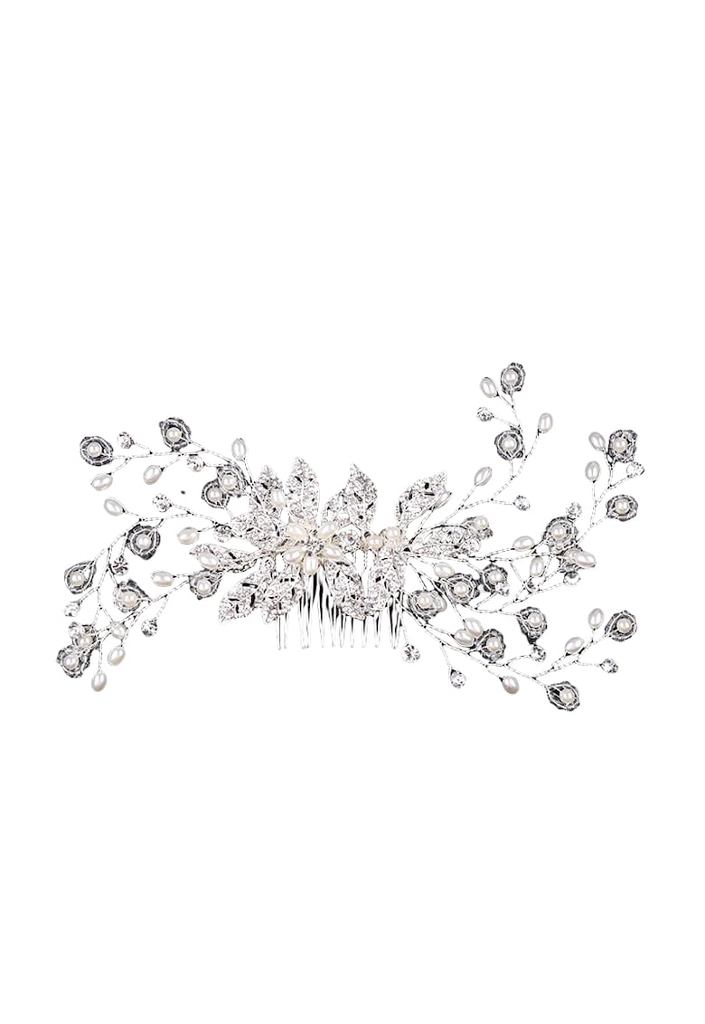 Accesoriu par - argintiu - cu pietre si perle - 18 cm - Mebel C9