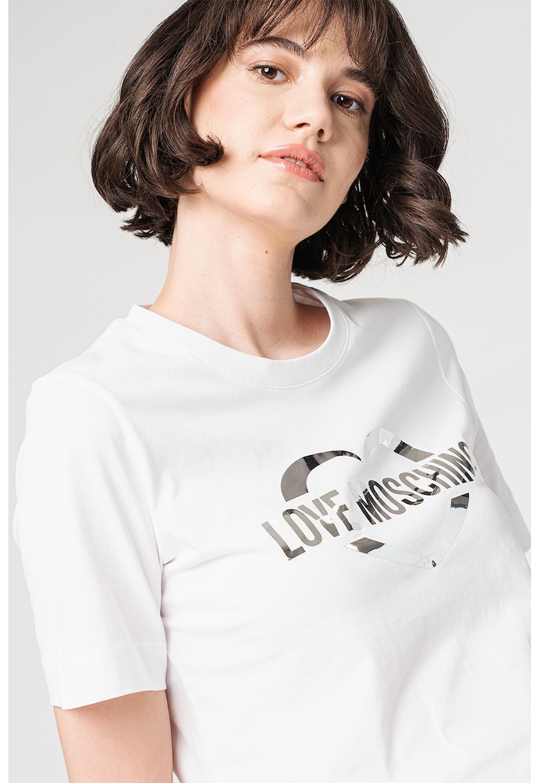 Love Moschino Tricou din bumbac cu aplicatie logo