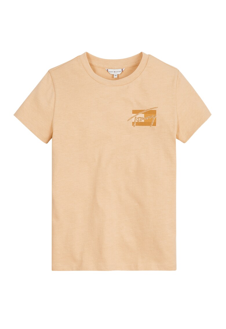 Tricou cu decolteu la baza gatului si detaliu logo
