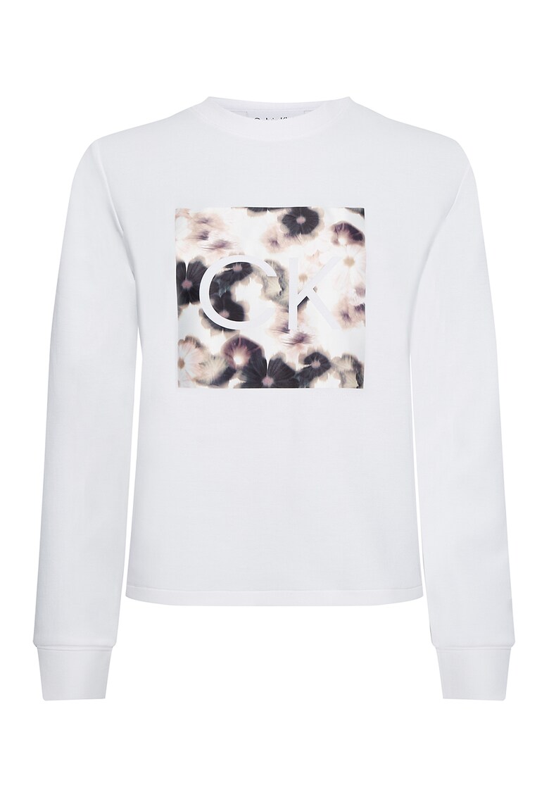 Bluza din amestec de bumbac cu imprimeu logo supradimensionat Calvin Klein