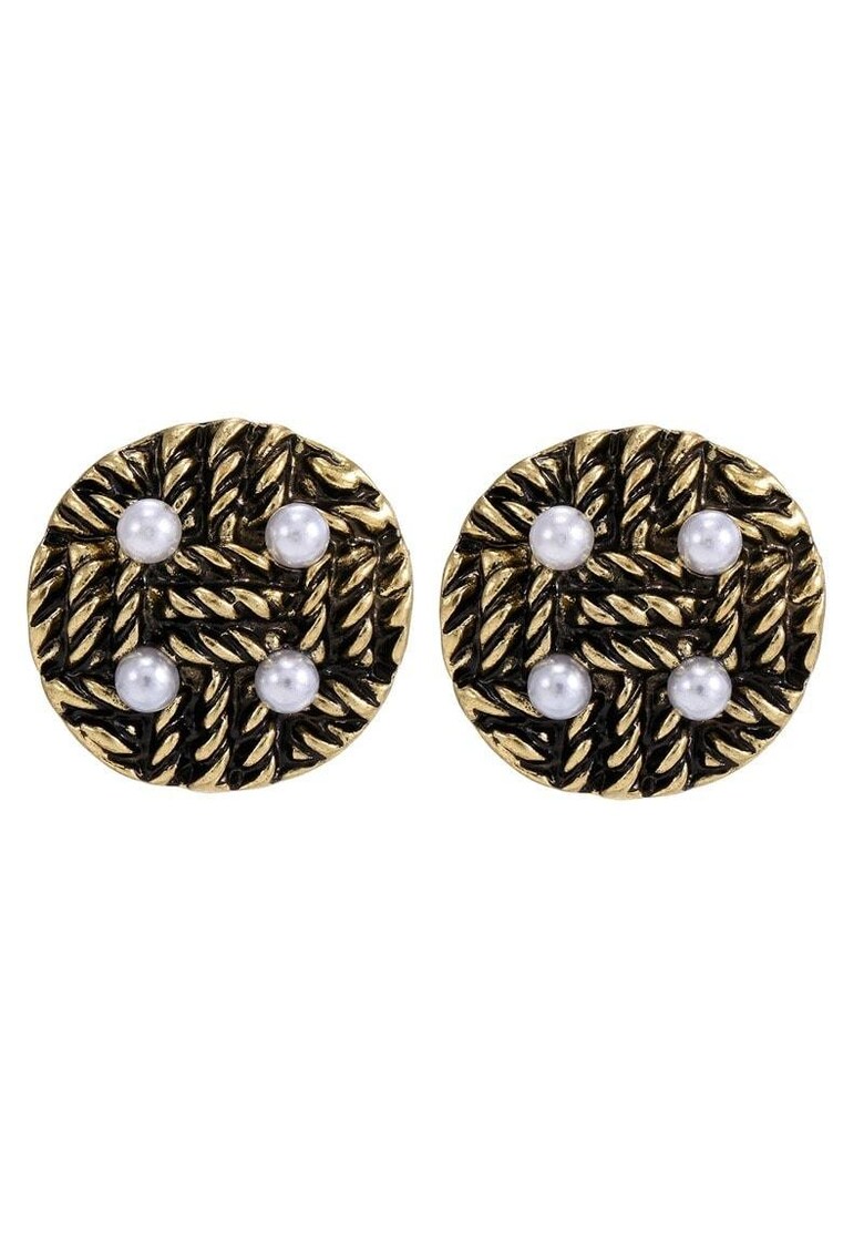 Cercei aurii - rotunzi - cu perlute - 2.7 cm - Rovena C5