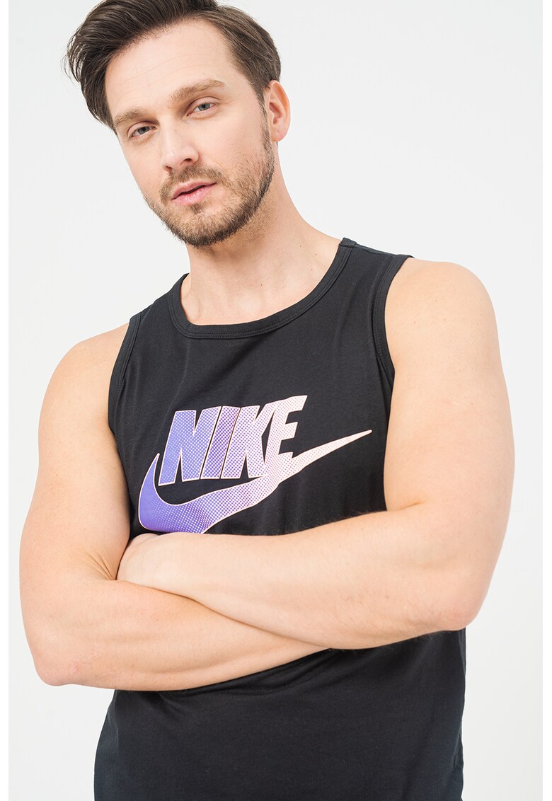 Памучен топ с лого и изрязан гръб Nike