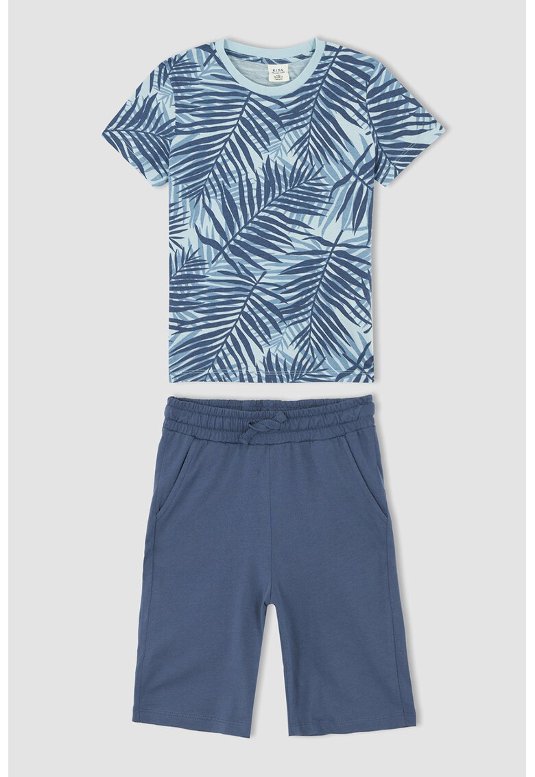 Set de imbracaminte de bumbac cu model tropical - 2 piese