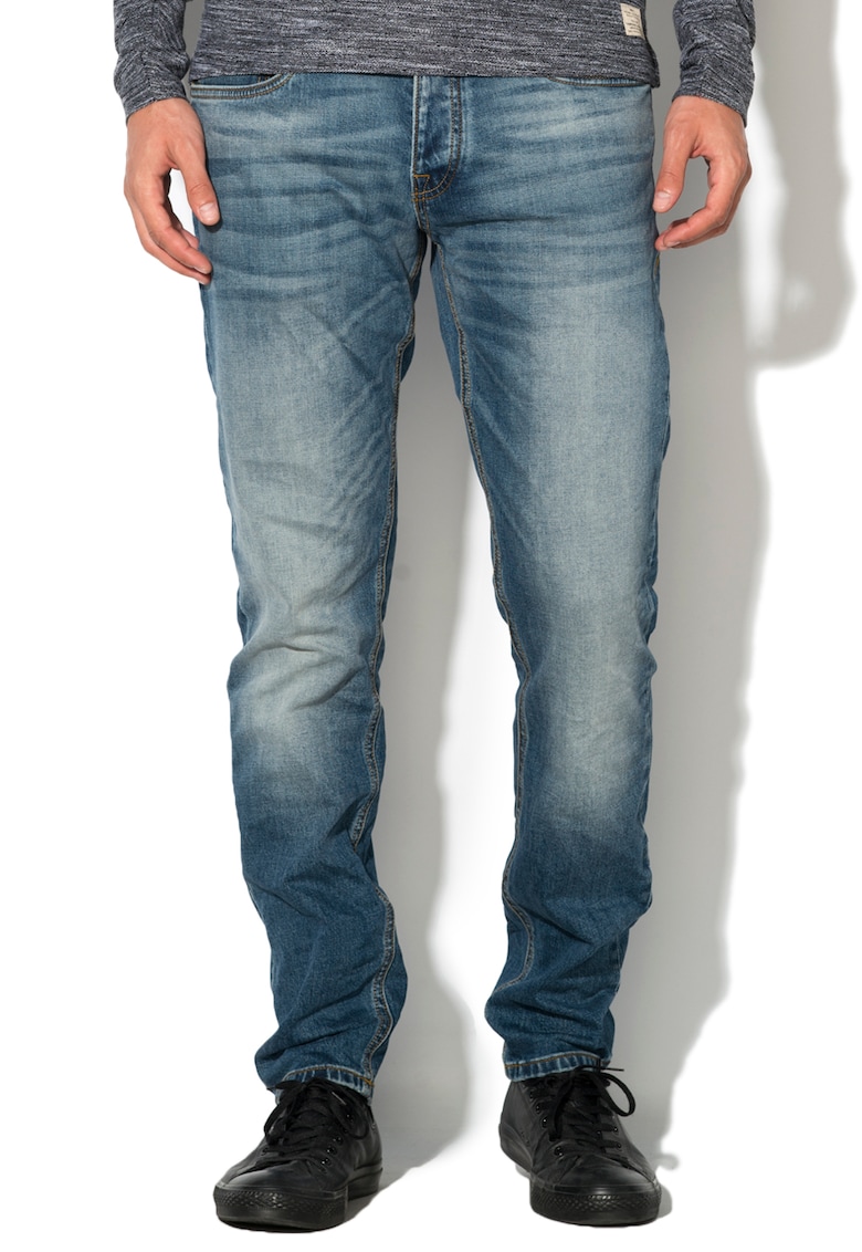 Jack&Jones - Blugi albastri comfort fit cu aspect uzat