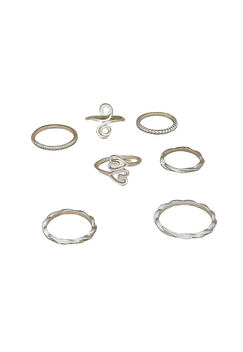 Set 7 inele - argintii - cu forme diverse - Sargit C4 -