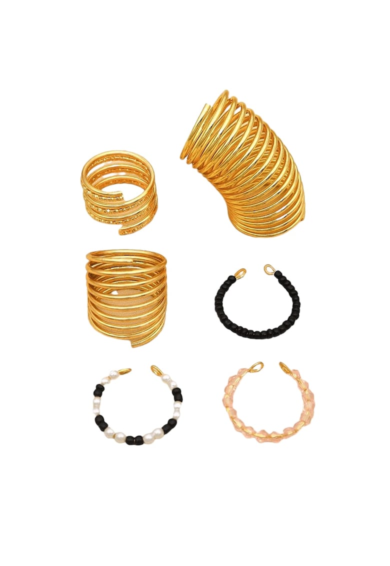 Set 6 inele - aurii - cu margelute - Sarika C4 -
