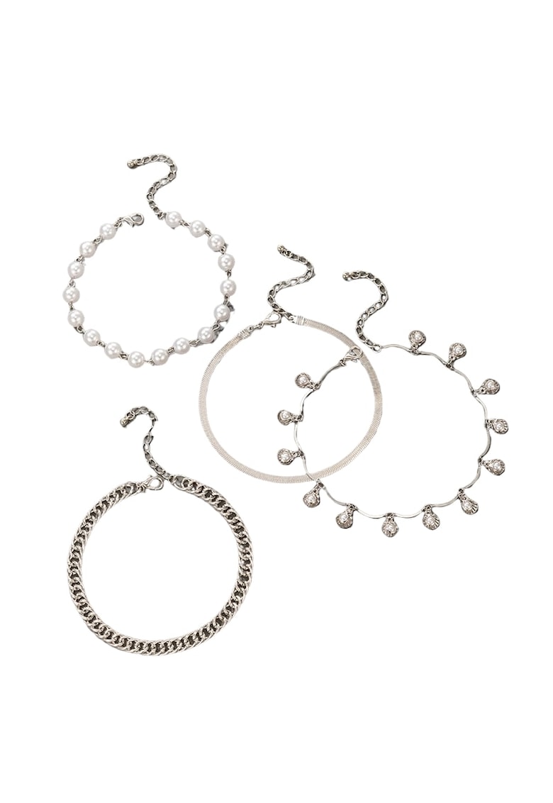 Set 4 bratari - argintii - cu perle si pietre - Simonie C19 -