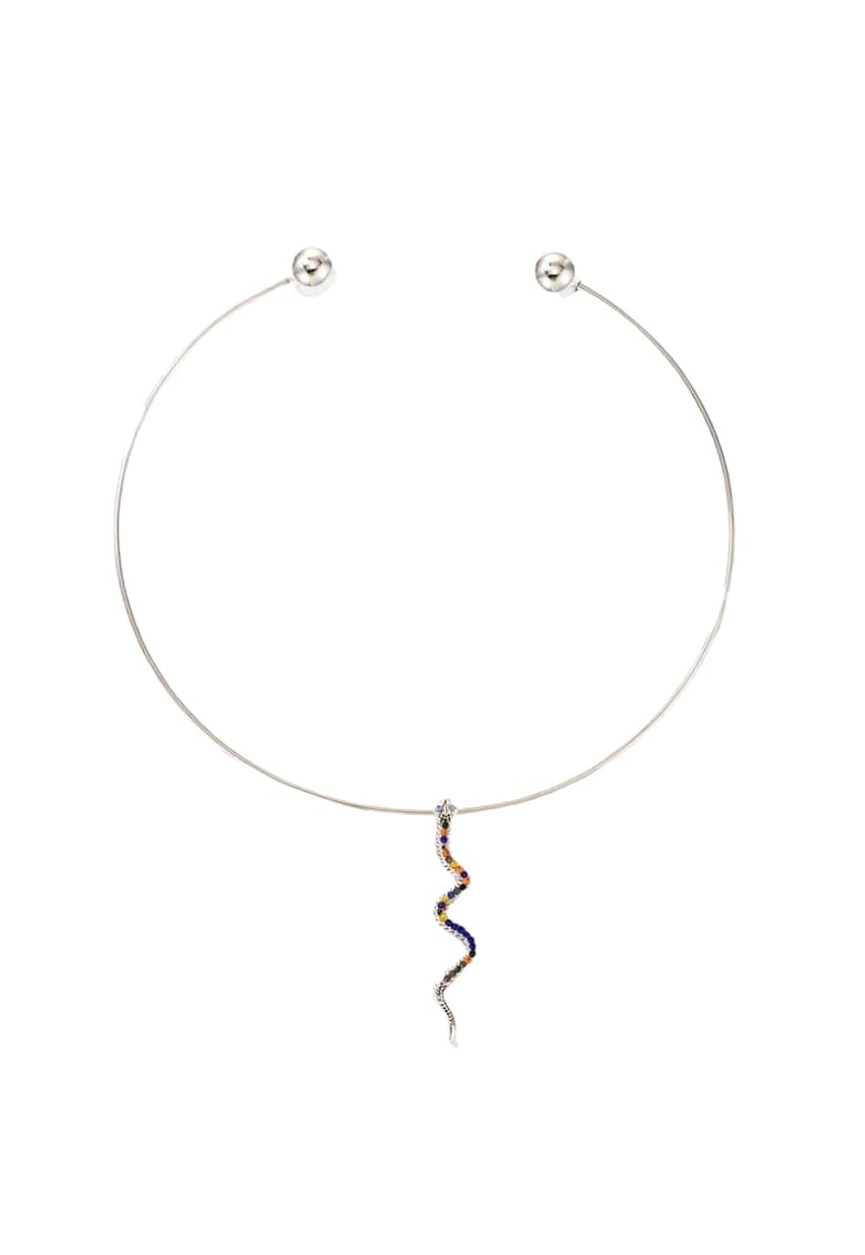 Colier argintiu - cu pandantiv in forma de sarpe si pietre - Selena C20 -