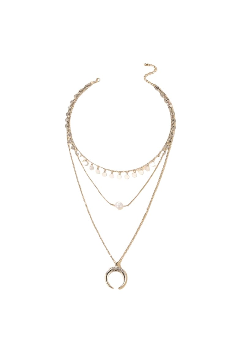 Colier argintiu - in 3 straturi - cu semiluna si banuti - Selenia C20 -