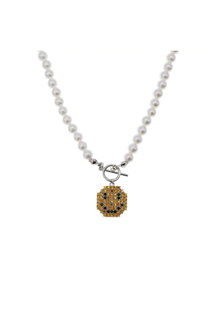 Colier argintiu - cu perle si smiley face - Sela C20 -