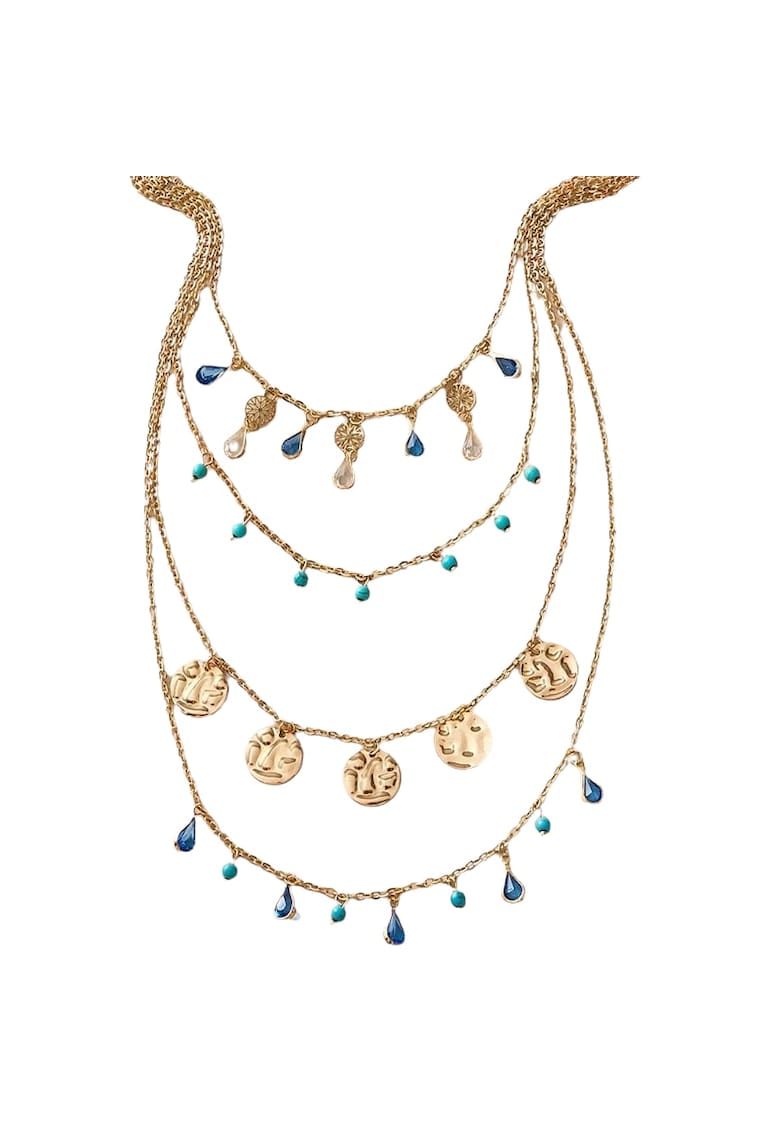 Colier auriu - in 4 straturi - cu banuti si margelute - Serafia C21 -