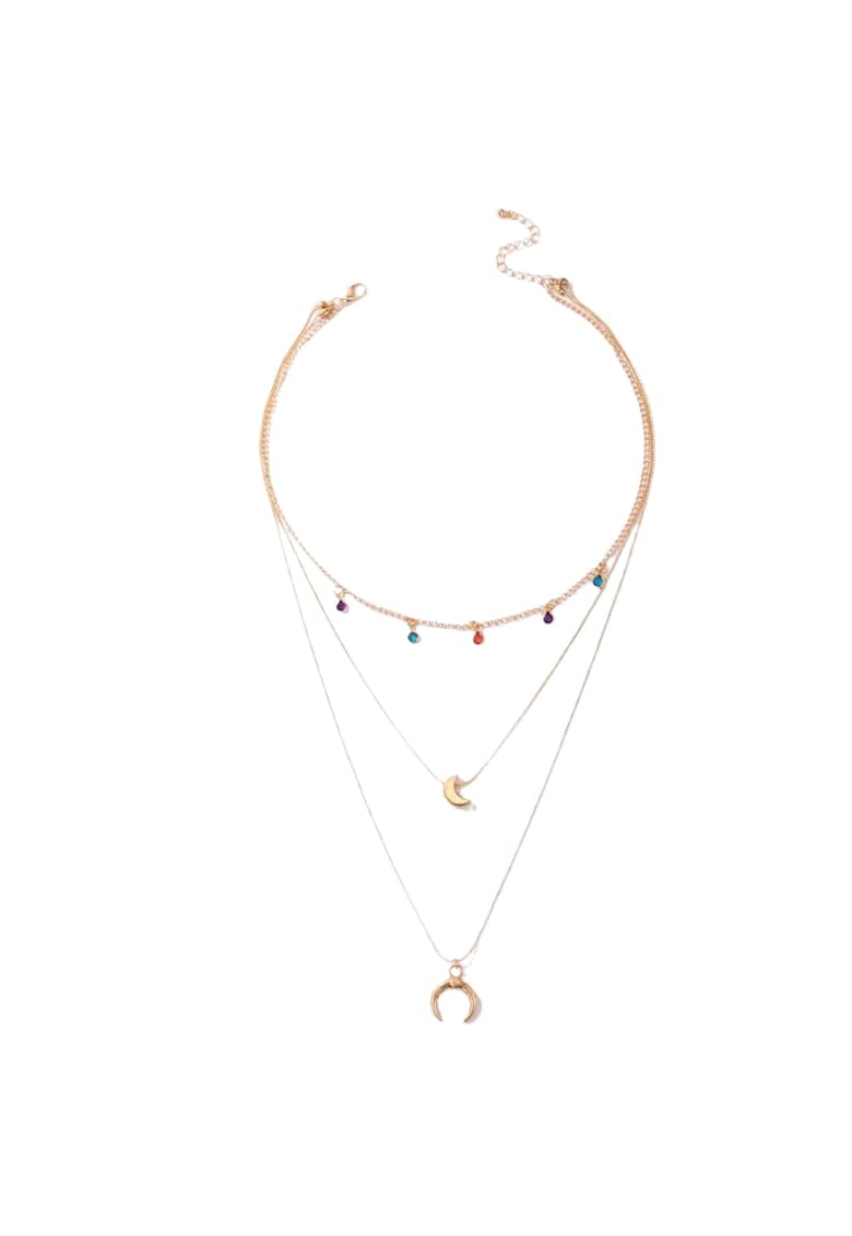 Colier auriu - in 3 straturi - cu semiluna si pietre - Selin C20 -