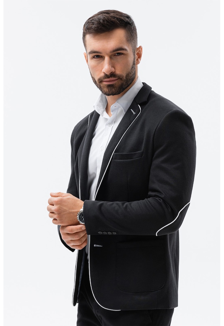 Sacou casual cu detalii contrastante - Negru