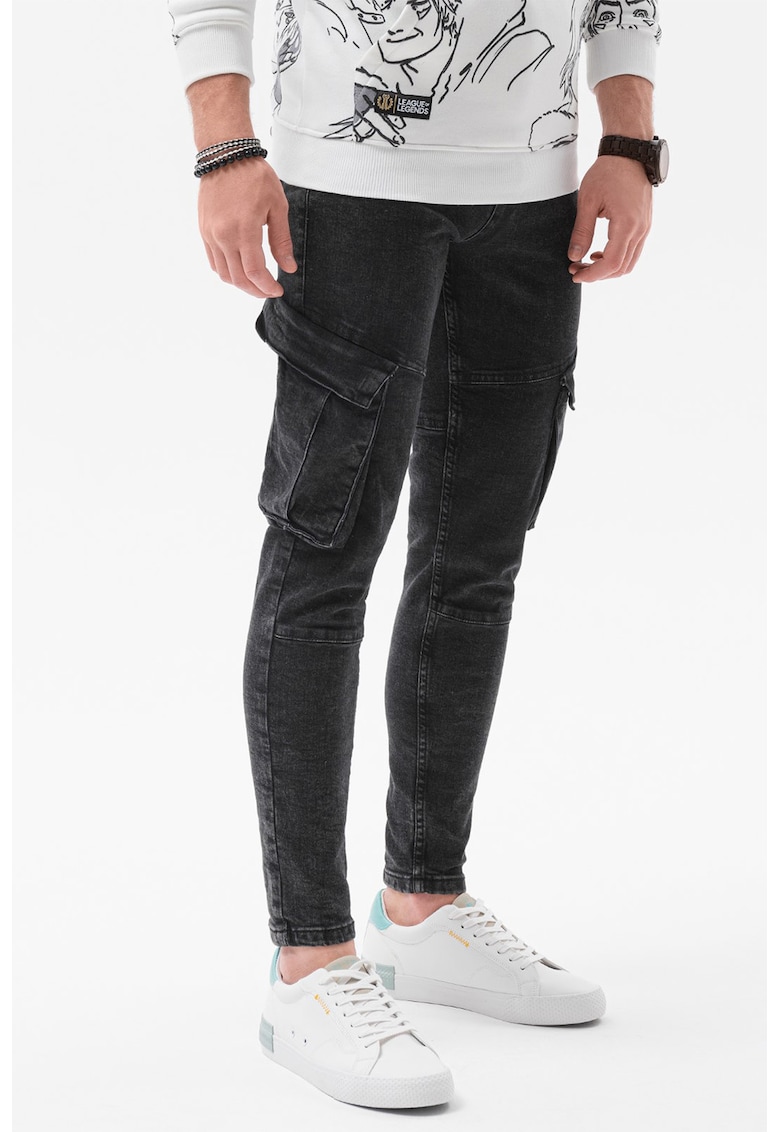 Blugi cargo crop - Negru