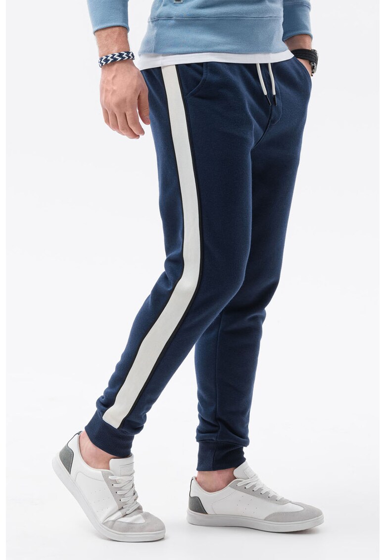 Pantaloni sport cu segmente laterale contrastante