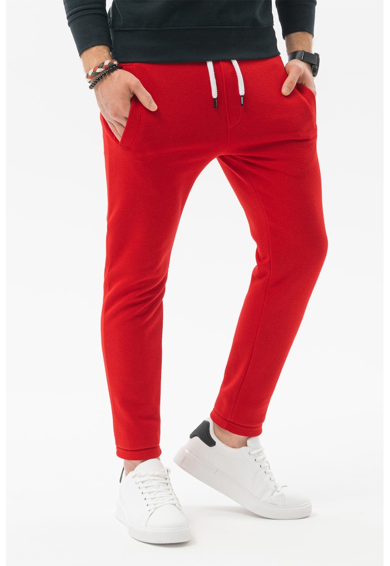 Pantaloni de trening cu doua buzunare oblice - Rosu