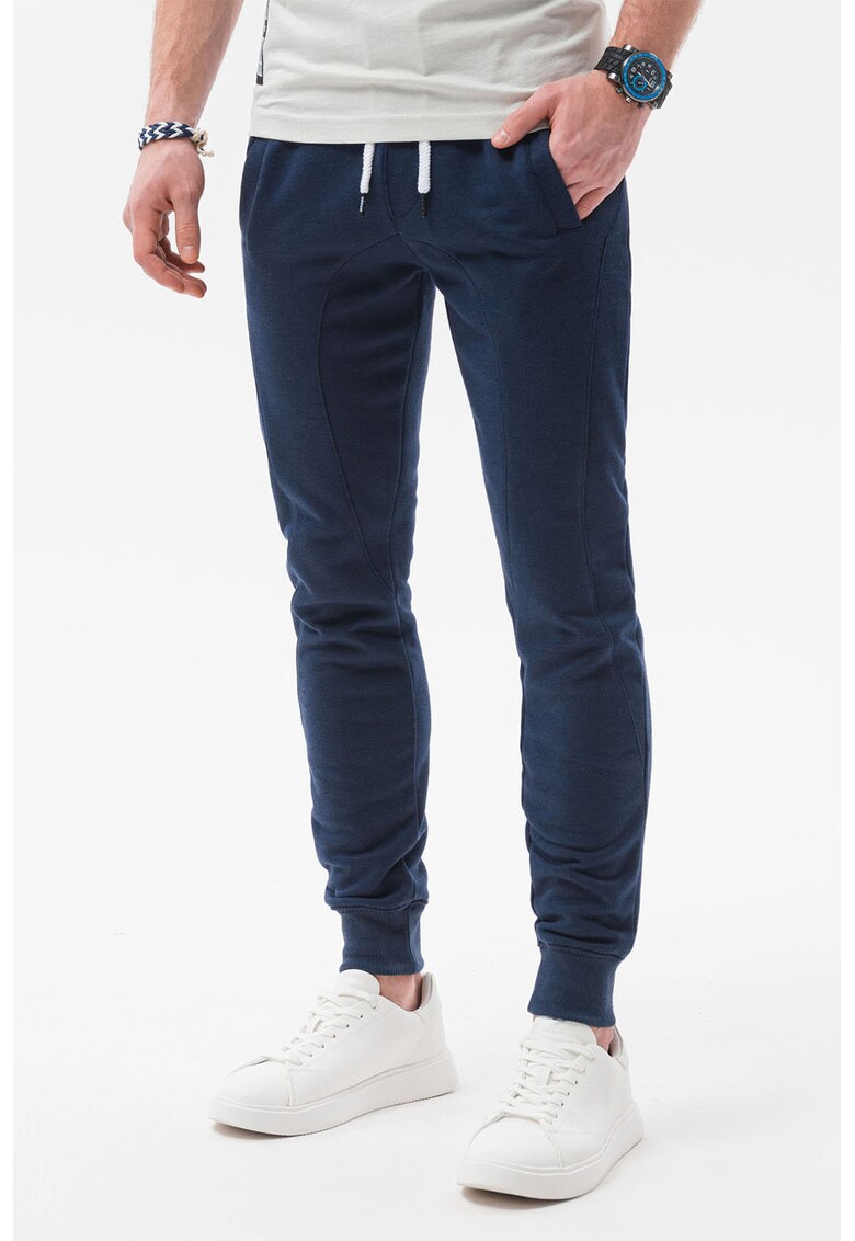 Pantaloni sport cu cusaturi accentuate - Bleumarin