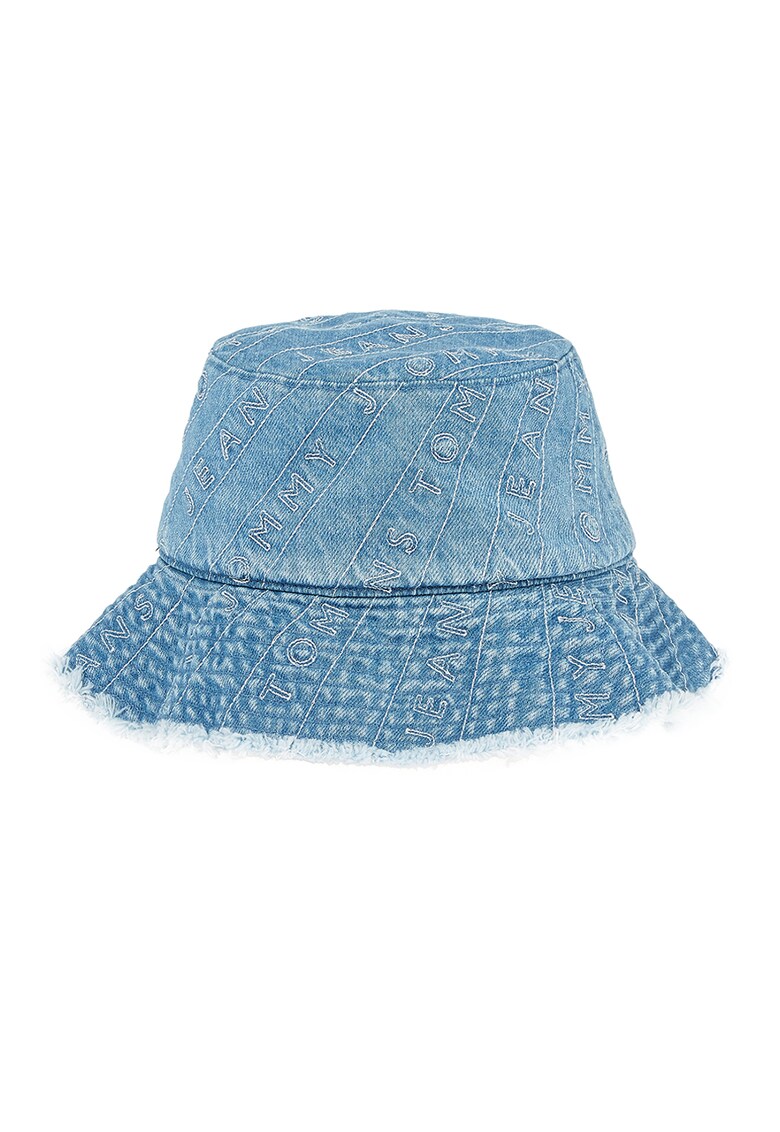 Palarie bucket de denim cu logo brodat
