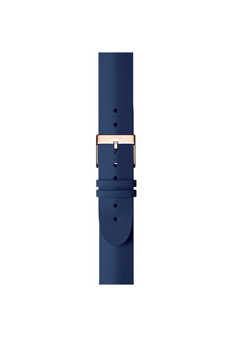 Withings Bratara 18 mm - piele - catarama pink gold - bleumarin