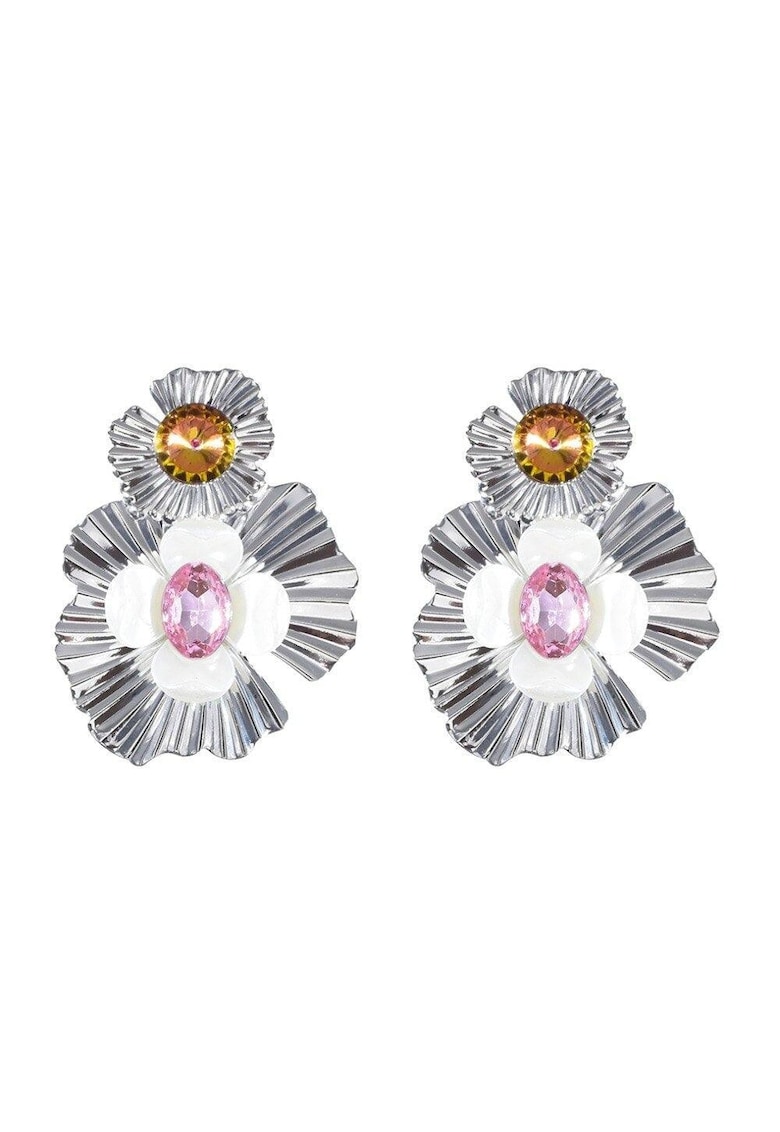 Cercei argintii - forma de floare - cu pietre - Skade C3 -