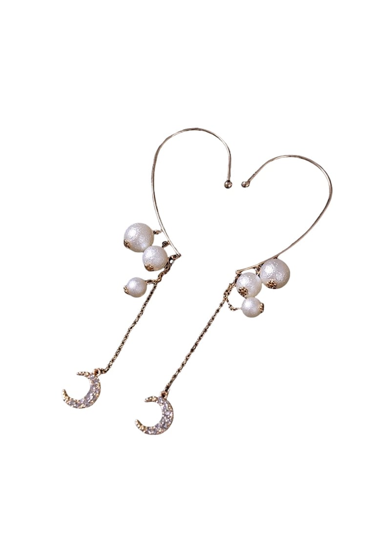 Cercei aurii - ear cuff - lungi - cu perle - Sissy C14 -