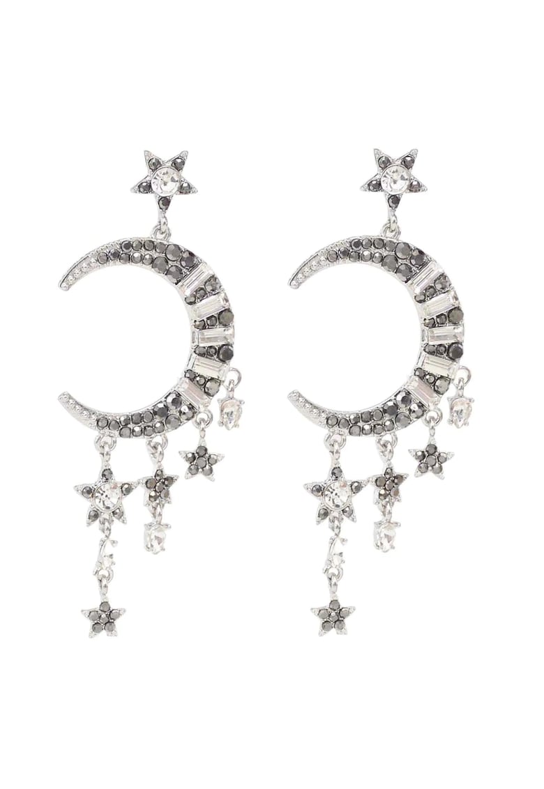 Cercei argintii - forma de semiluna - cu pietre - Sista C14 -