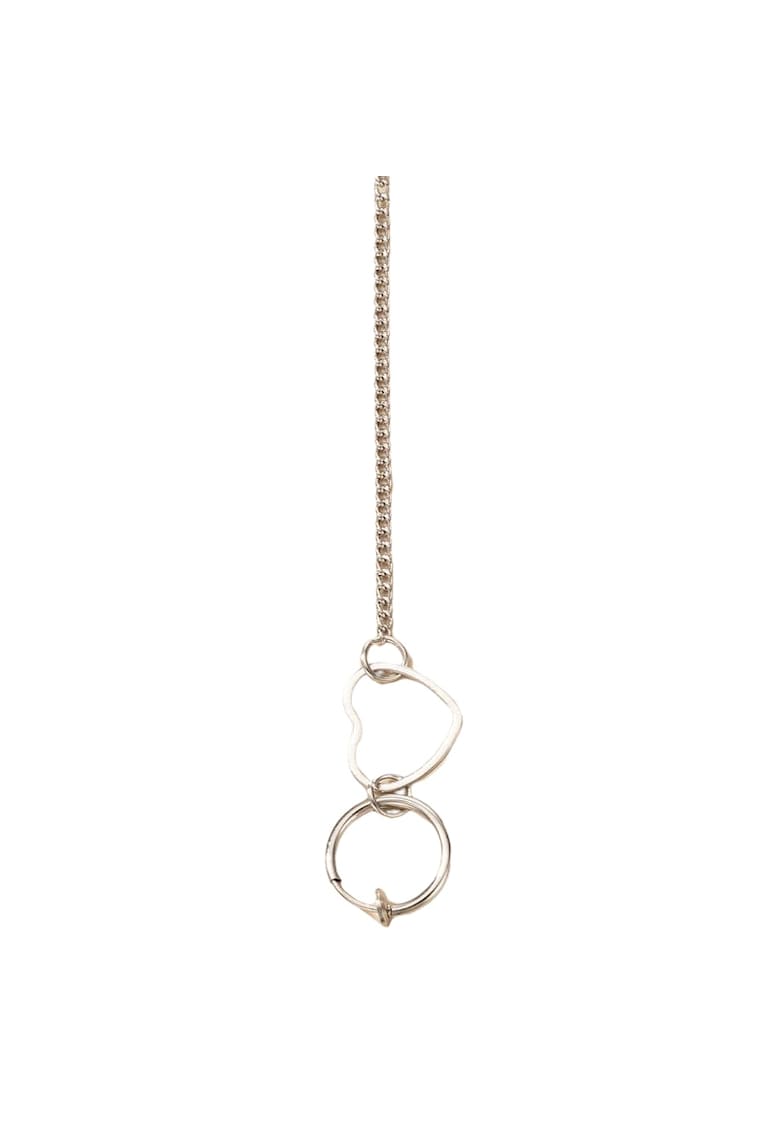 Cercel ear cuff - argintiu - cu lant si inima - Stela C26 - Cercel ear cuff - argintiu - cu lant si inima - Stela C26 -