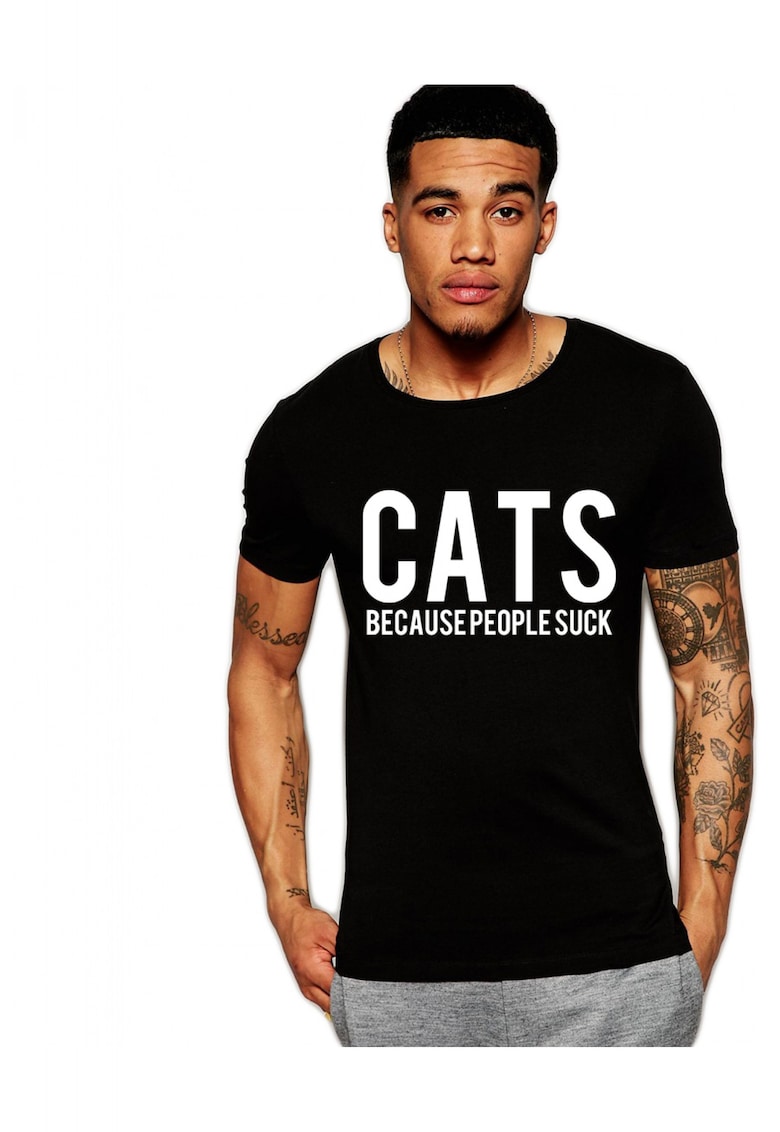 Tricou negru barbati - Cats