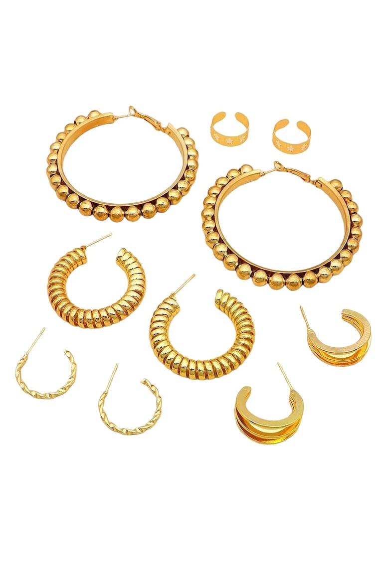 Set 5 perechi de cercei - aurii - forme diverse - Sanita C27 -