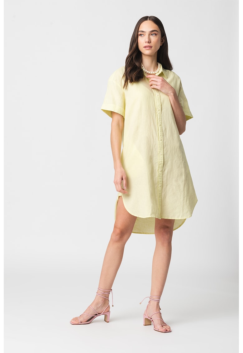 Rochie-camasa relaxed fit de in si bumbac fashiondays.ro