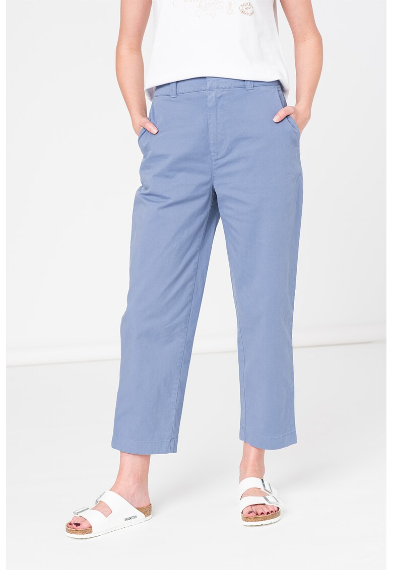 Pantaloni chino relaxed fit cu talie inalta