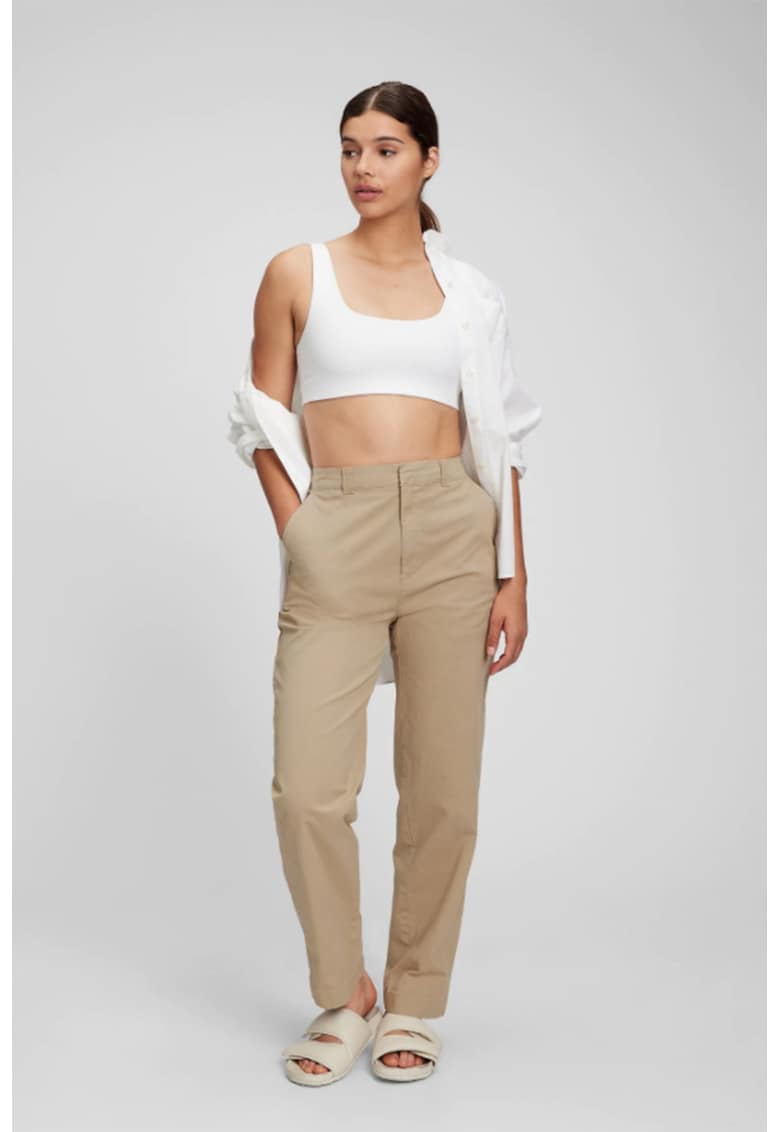 Pantaloni chino relaxed fit cu talie inalta