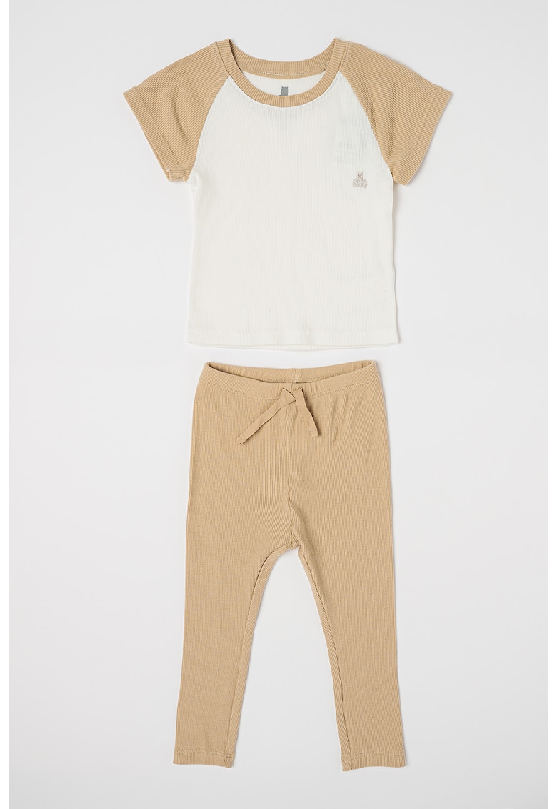 Gap Set de pantaloni si tricou de bumbac cu aspect striat