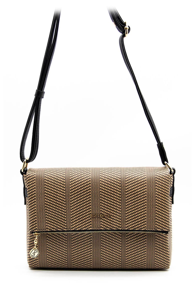 Geanta crossbody cu model herringbone