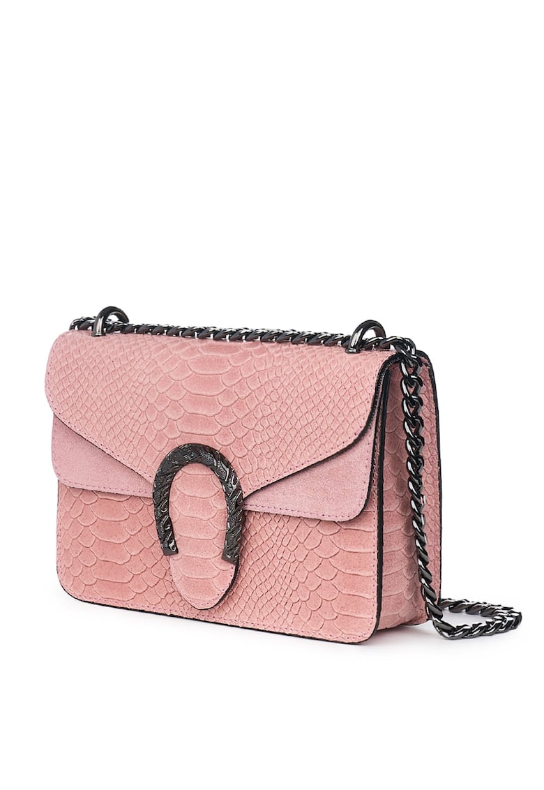 Poseta dama din piele naturala Diane roz - 15x20cm