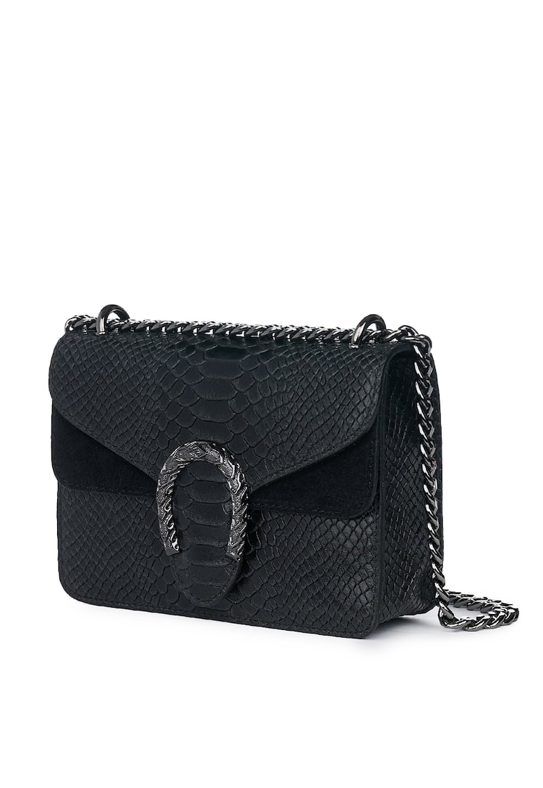 Poseta dama din piele naturala Diane neagra - 15x20cm