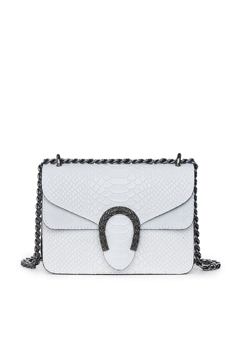 Poseta dama din piele naturala Diane alba - 15x20cm