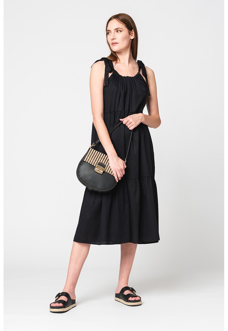 Rochie evazata din bumbac cu model stratificat