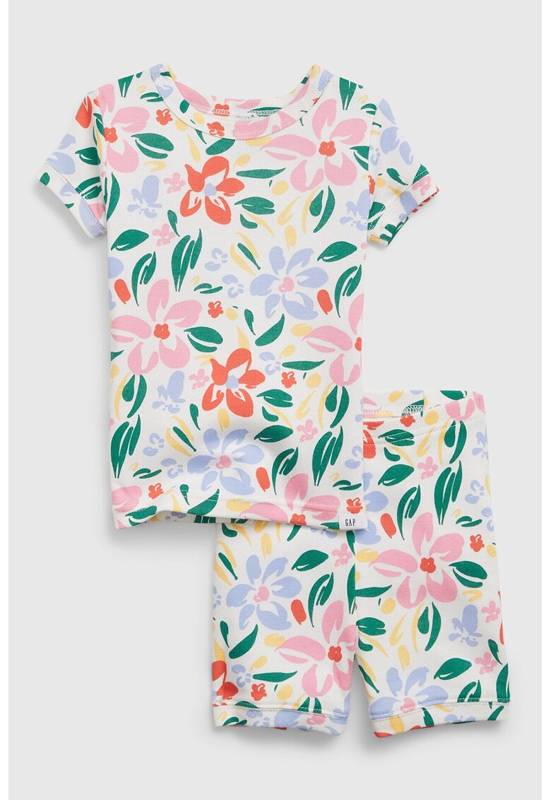 Pijama de bumbac organic cu imprimeu floral