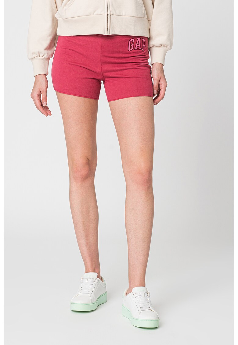 Pantaloni scurti din material fleece cu aplicatie logo