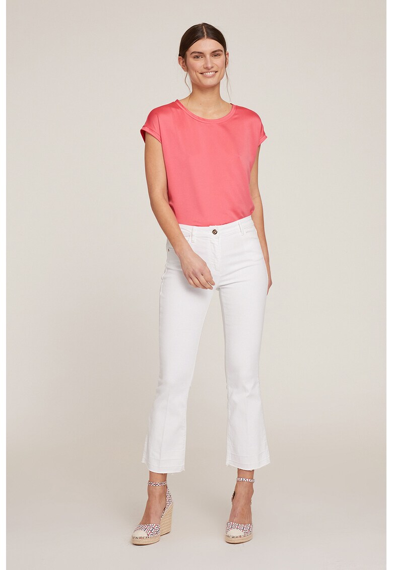 Bluza cu maneci scurte si aspect satinat