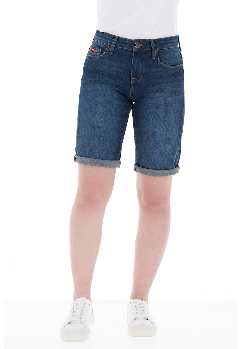 Bermude de denim cu 5 buzunare - Bleumarin