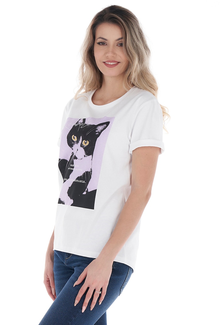 Tricou de bumbac cu imprimeu cu pisica KVL by KENVELO bumbac